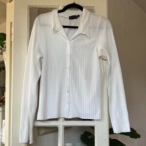 White Plisse Top